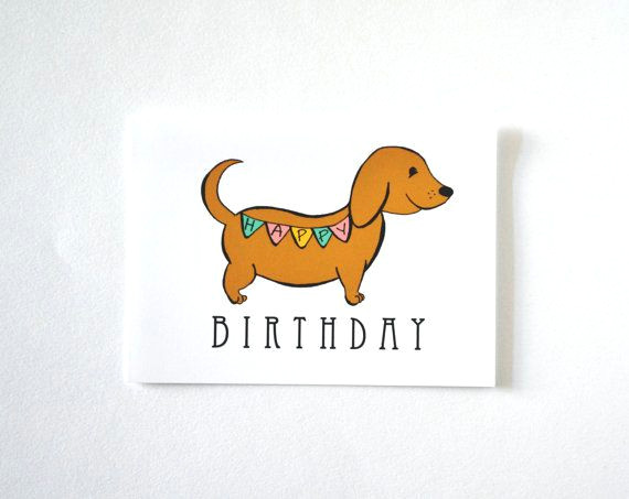 Hand Drawing Of A Dog Hot Dog Happy Birthday Day Card Hand Drawn by Floating Specks