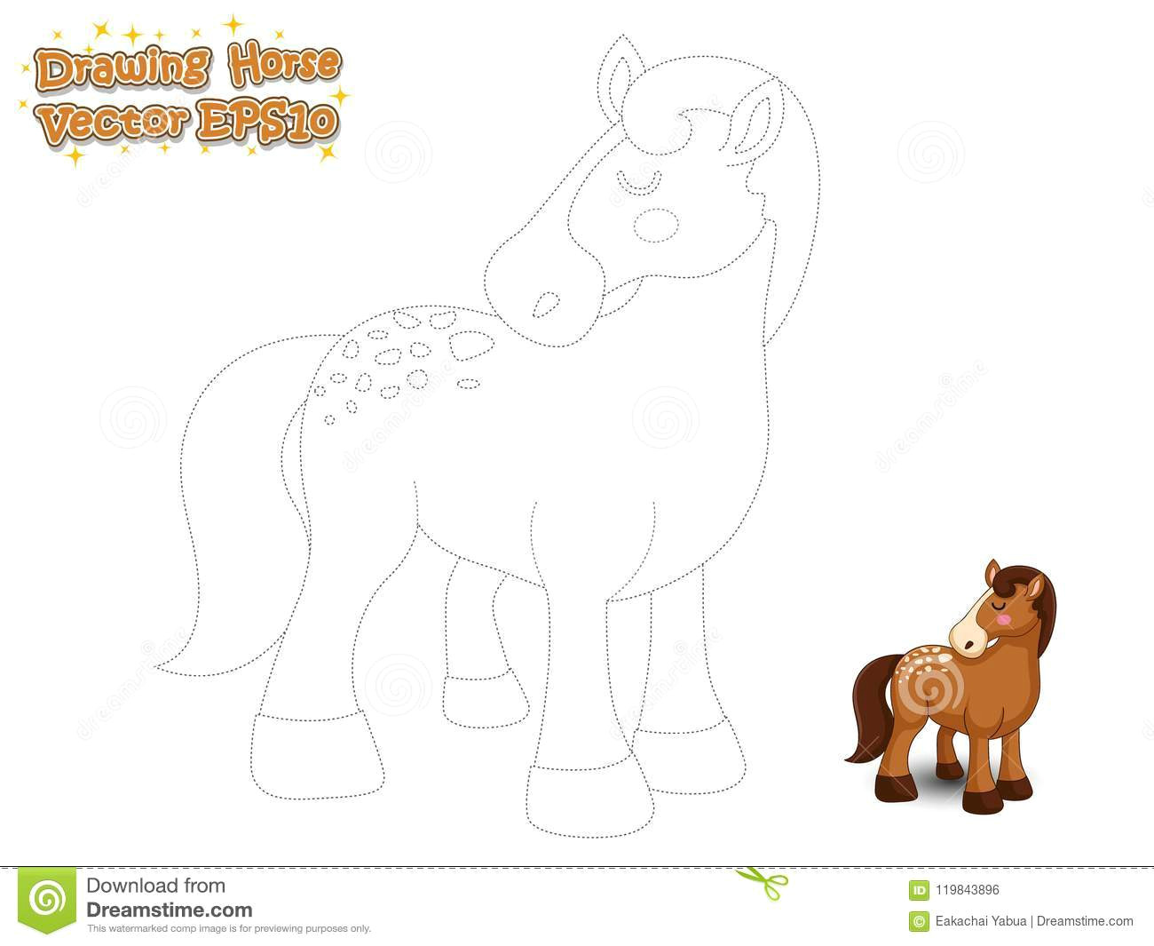 Horse Drawing Cartoons Drawing and Paint Cute Horse Cartoon Educational Game for Kids