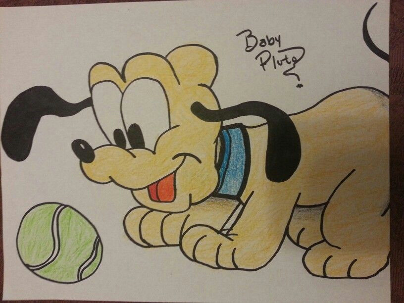 I Love Drawing Cartoons Cute Disney Baby Pluto Drawing My Own Drawings Crafts Pinterest