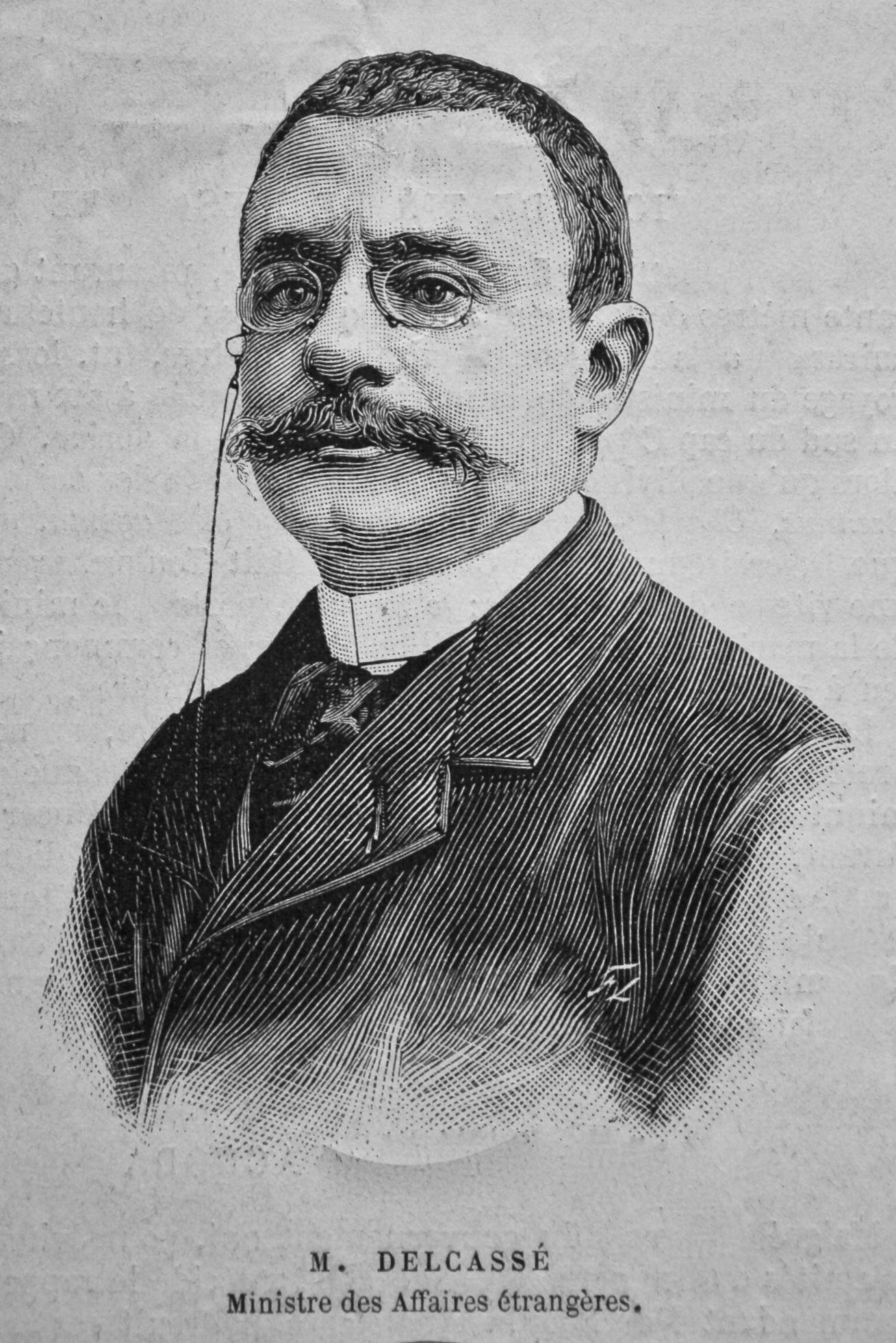 I M Drawing In French M Delcasse French foreign Minister 1898 Antique Prints