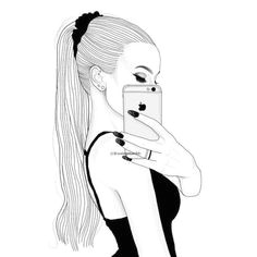 I M Fine Tumblr Drawing Girl with High Ponytail I Want Tumblr Outline Drawings Tumblr