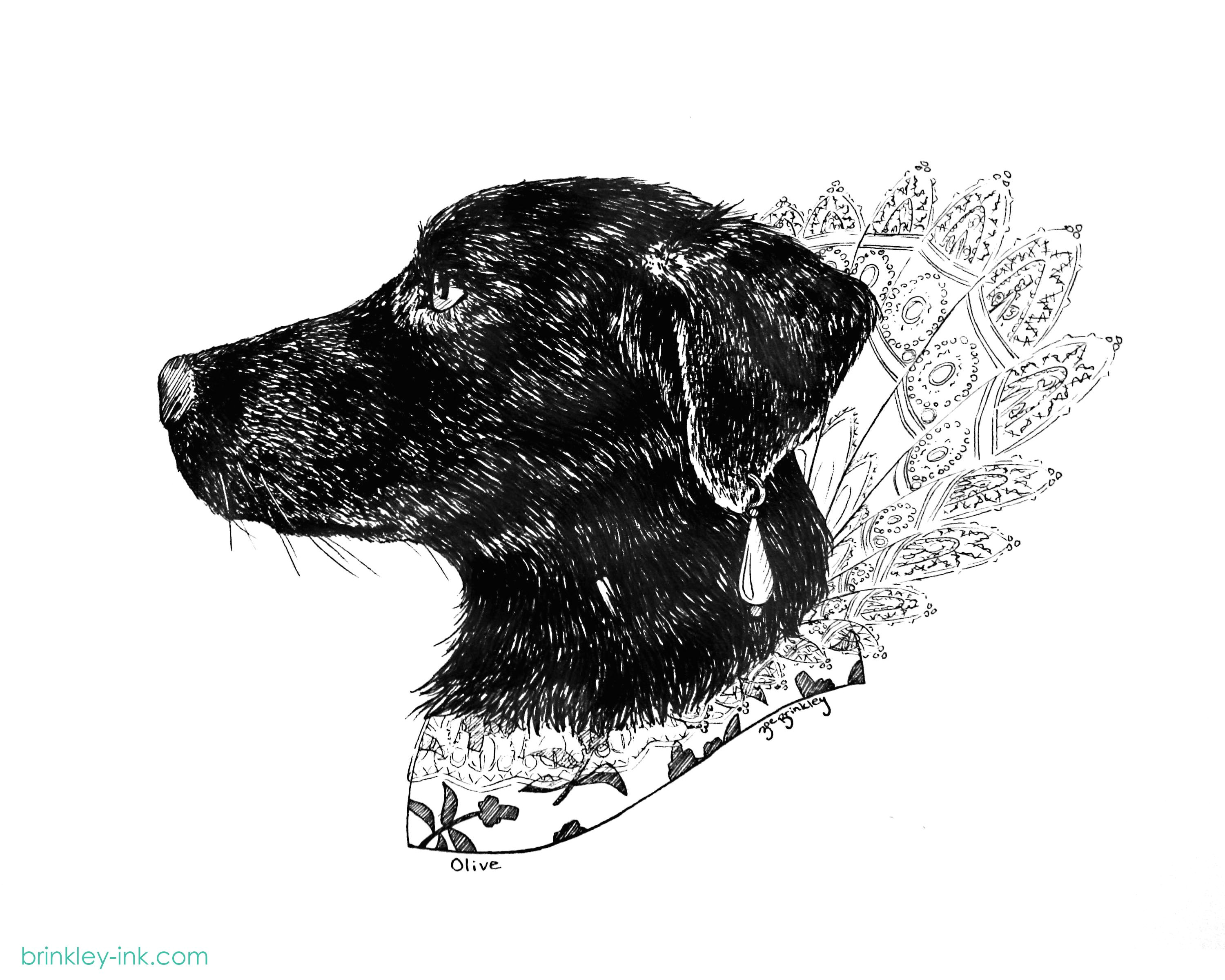 Ink Drawing Dogs Queen Olive by Zoe Brinkley Brinkley Ink Com Brinkleyink Dogs