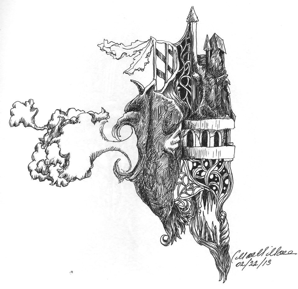 Ink Drawings Of Dragons Castles and Dragons Pen and Ink Barnhouse Graphics Ink Pen