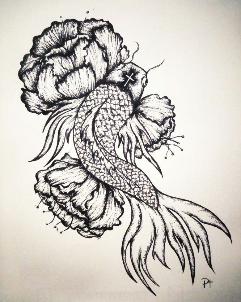 Ink Drawings Of Roses Dark Carp Flowers Black Ink Dotwork Tattoo Idea Drawings