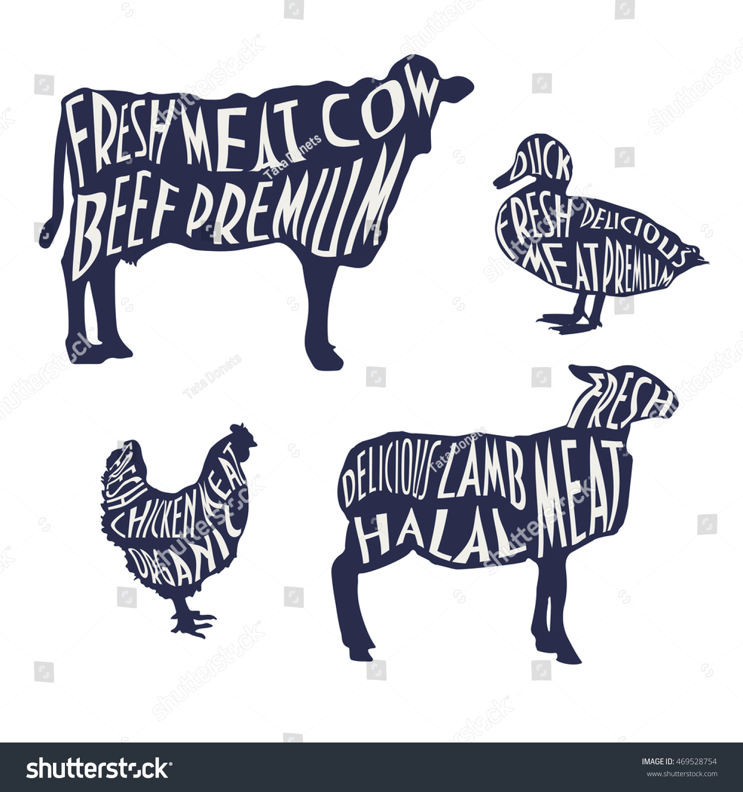 Is Drawing Cartoons Halal Set Halal Animals Silhouettes Texts Good Stock Vector Royalty Free