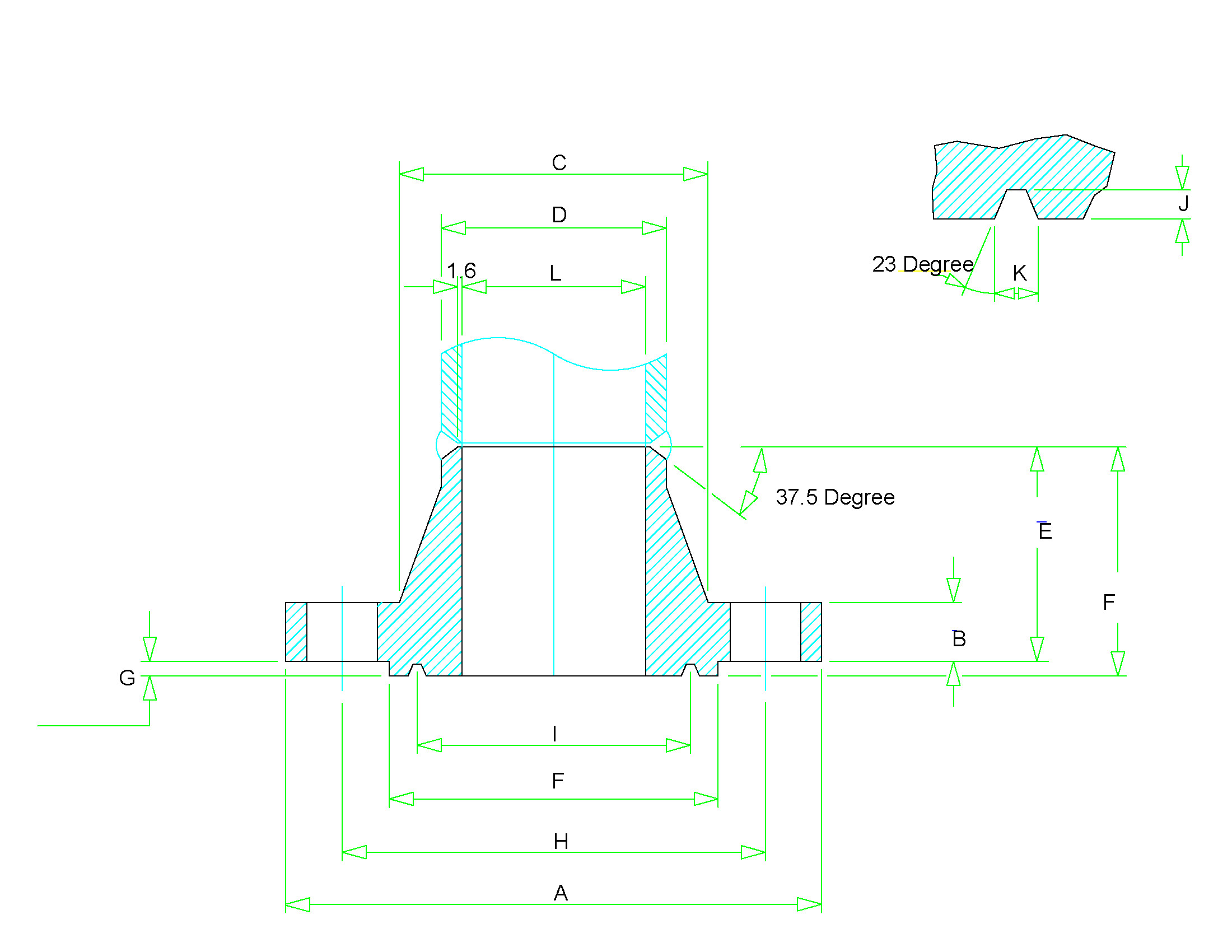 J Size Drawing Dimensions Rtj Flange Dimensions Class 150 to Class 2500