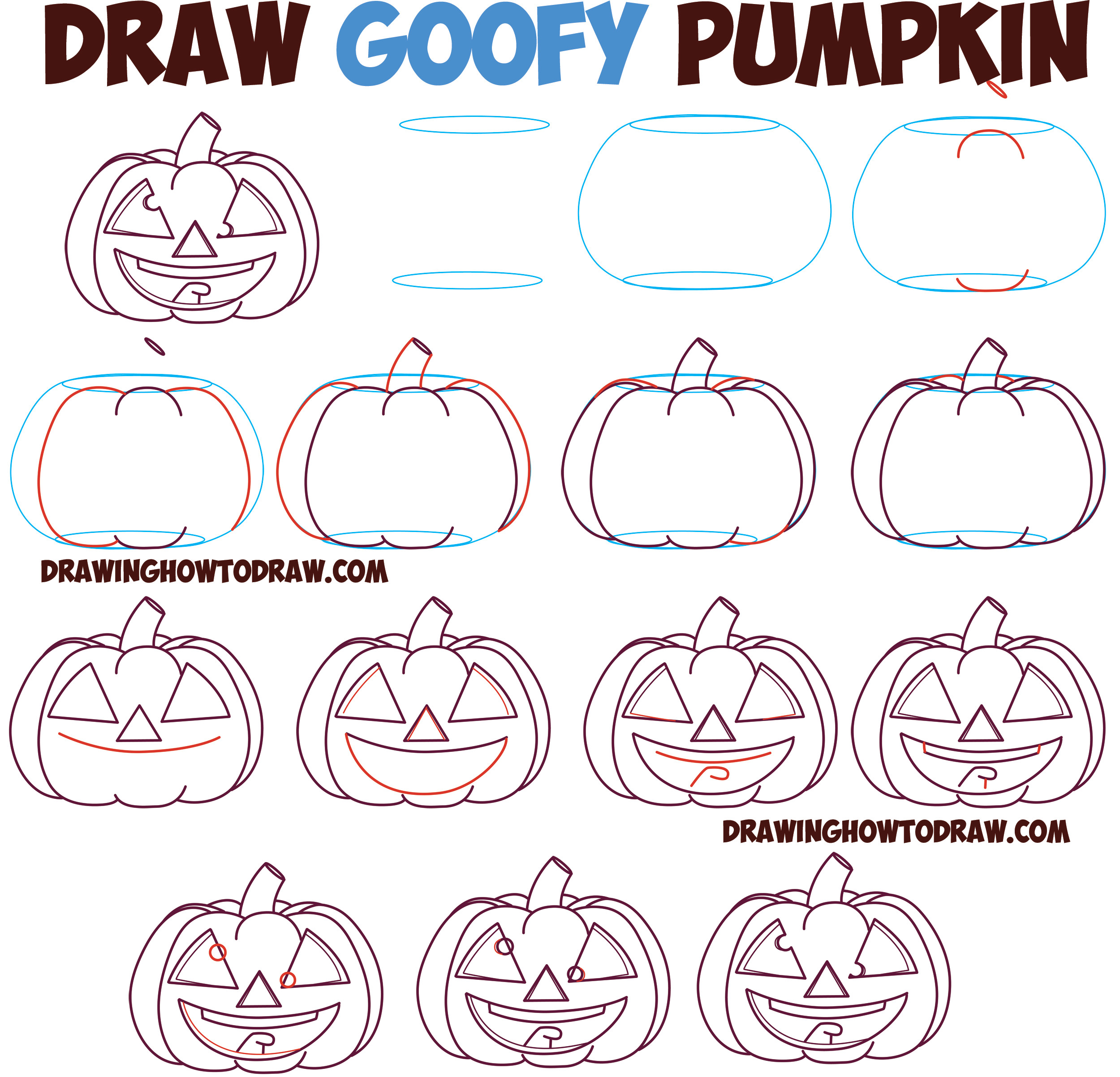 Jack O Lantern Drawing Easy Huge Guide to Drawing Cartoon Pumpkin Faces Jack O Lantern Faces