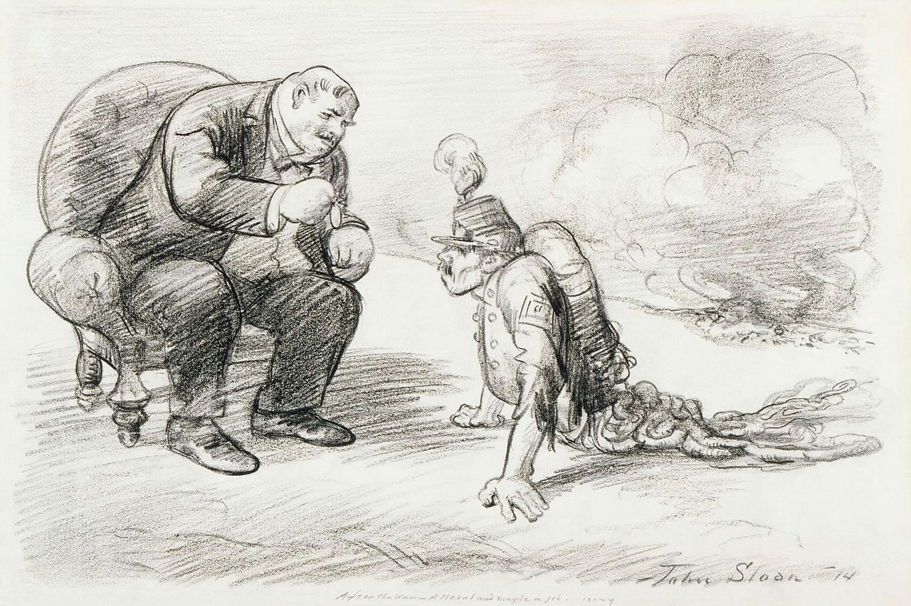 Jobs Drawing Cartoons Maybe after the War A Medal and Maybe A Job Antiwar Cartoon by