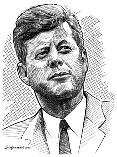 John F Kennedy Cartoon Drawing 113 Best Stars Portraits Stefanosart Cross Hatch Drawing Images