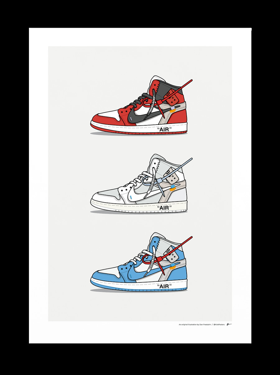 Jordan 1 Cartoon Drawing Triple Off White Jordan 1 In 2019 Art Sneaker Art Hypebeast