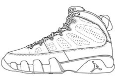 Jordan 9 Drawing 21 Best Nba Images Drawings Shoe Template Coloring Books