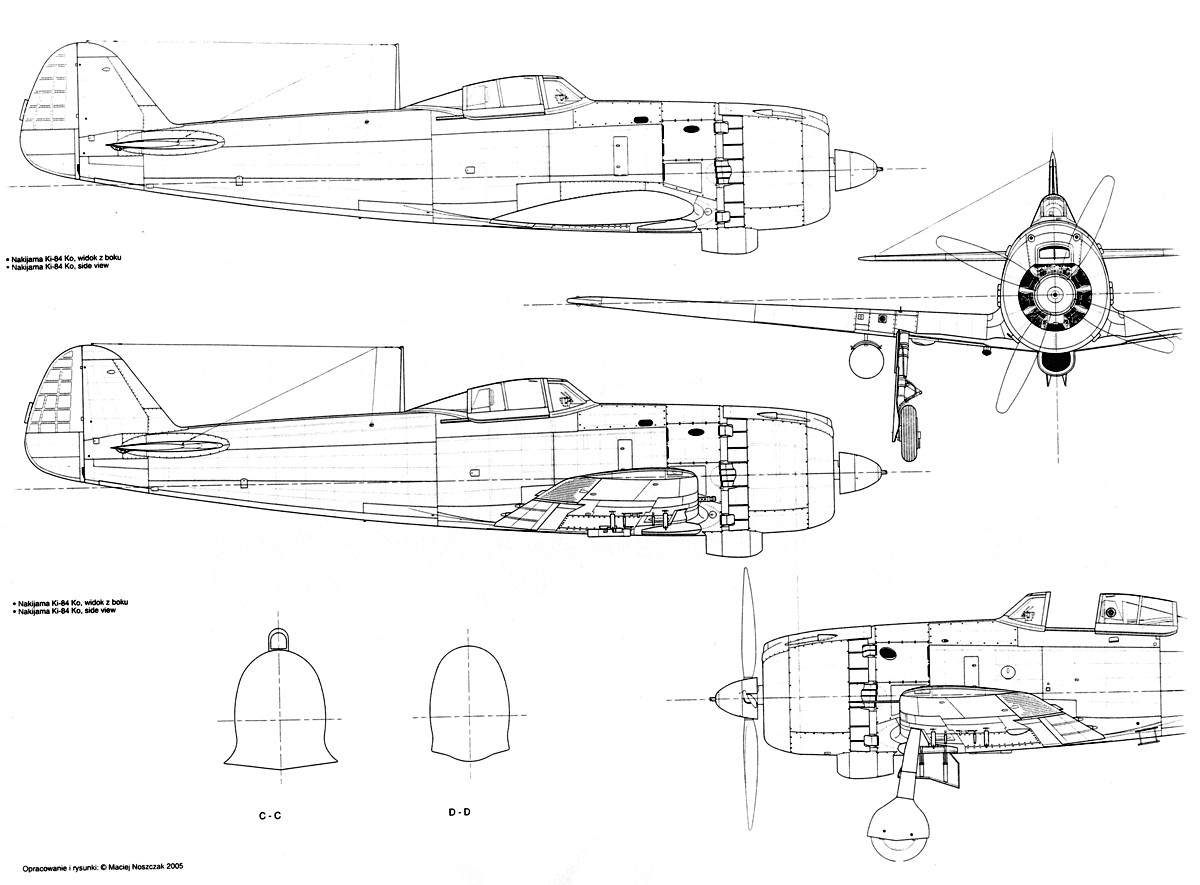 K Drawing Images asisbiz Artwork Nakajima Ki 84 Hayate Hei Technical Drawing 1 32