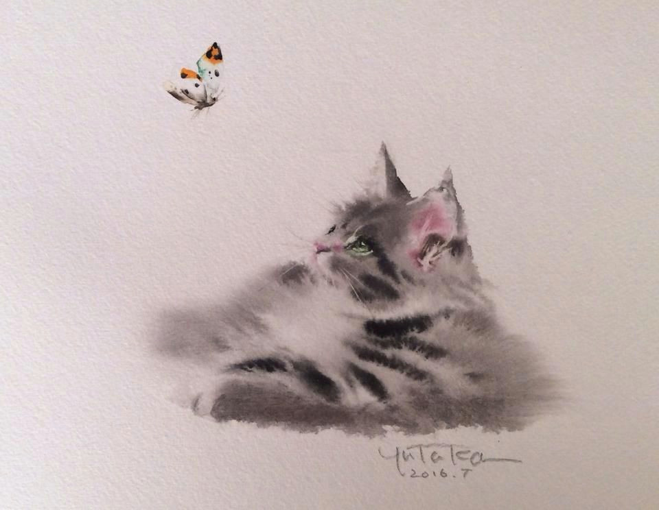 Kitten Drawing Tumblr Yutaka Murakami S Cats Watercolor and Fluffy Livemaster