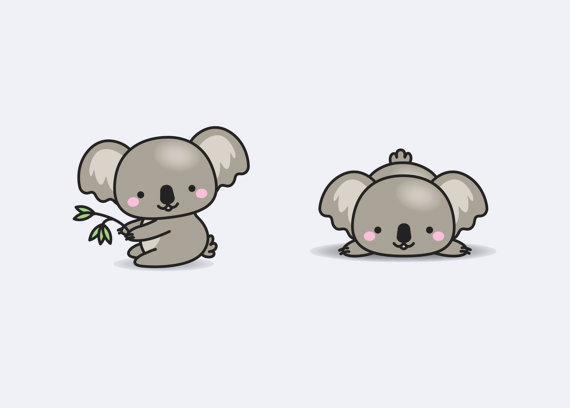 Koala Drawing Tumblr Premium Vector Clipart Kawaii Koala Cute Koalas Clipart Set