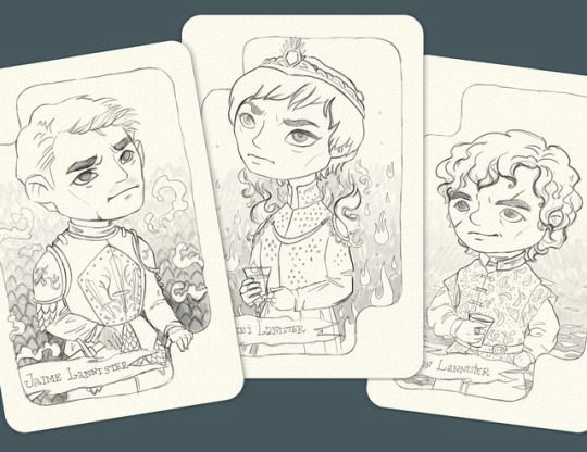 L Drawing Card Draft for Playing Cards Game Of Thrones Cersei Jaime and Tyrion