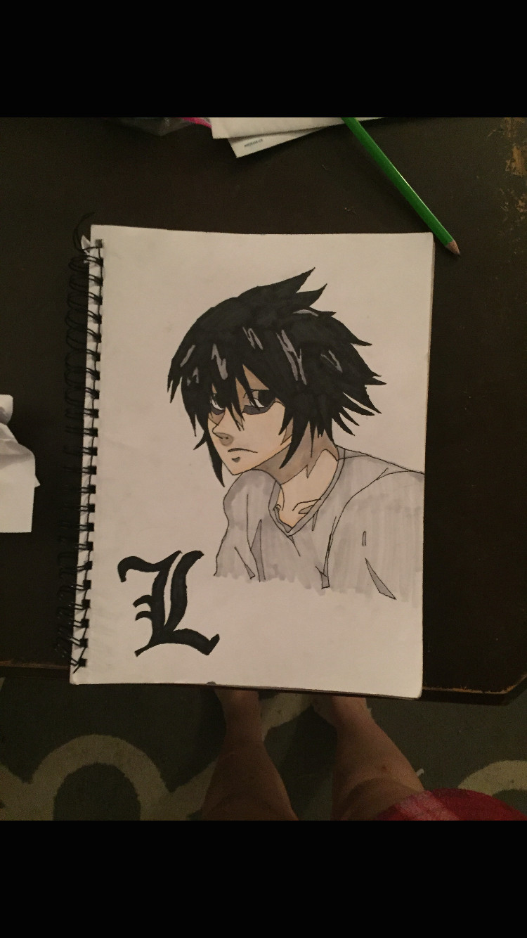 L Drawing Death Note L From Death Note Drawings In 2018 Pinterest Anime Art Death