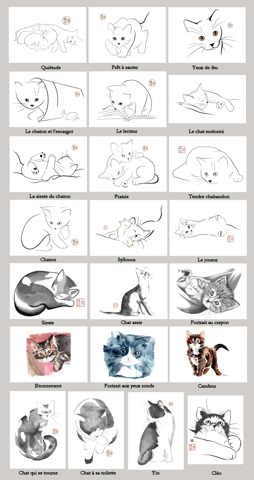 L Drawing Image Oeuvres Chats De L Artiste Ginoux Duvivier Print Inspiration