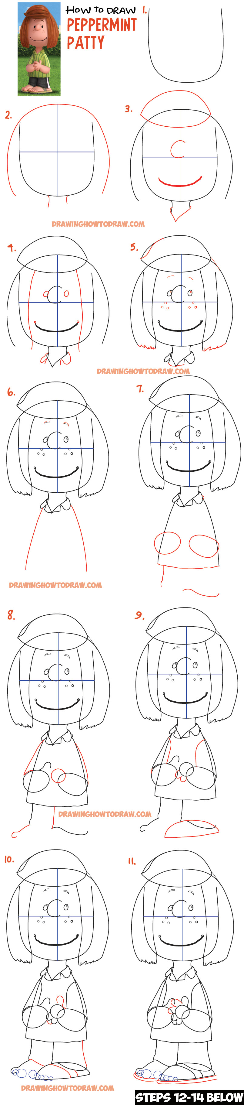 L Drawing Step by Step How to Draw Peppermint Patty From the Peanuts Movie Easy Tutorial