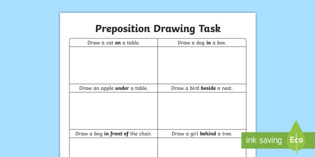 L Square Drawing Preposition Drawing Task Worksheet Worksheet Preposition Resources