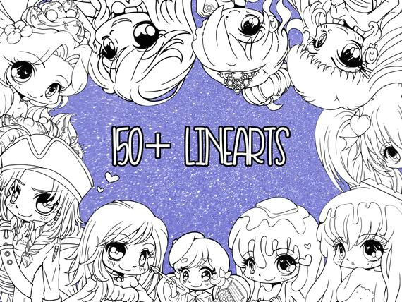 Line Drawing Anime Js Yampuff Ausmalbild Sammlung 150 Seid sofortiger Etsy