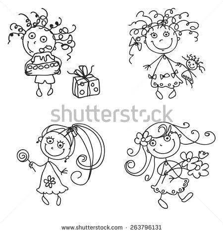 Line Drawing Girl Flowers Flower Line Drawing Stock Photos Images Pictures Shutterstock