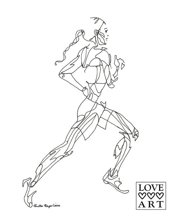 Line Drawing Of A Girl Running Fine Art Print Of My original Line Drawing Of A Woman Running