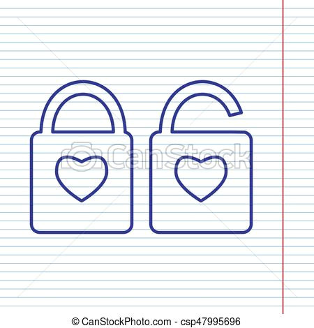 Line Drawing Of A Heart Shape Lock Sign with Heart Shape A Simple Silhouette Of the Lock Shape