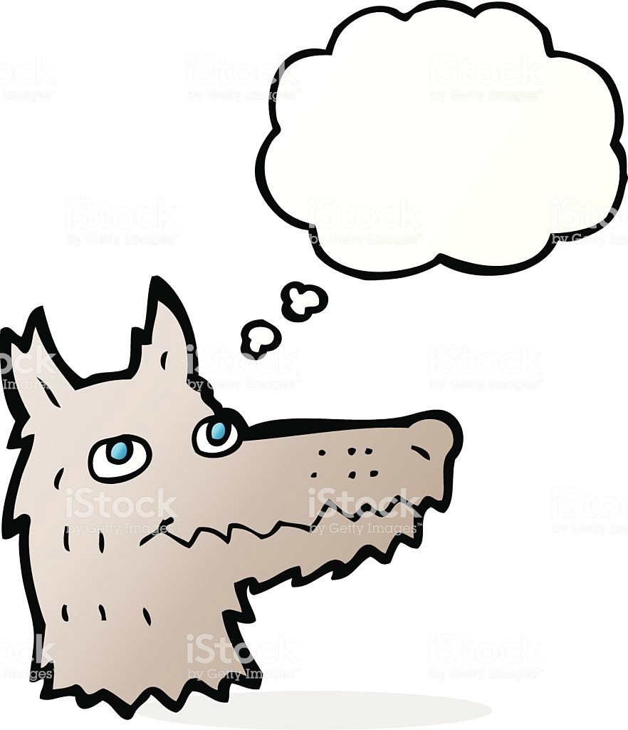 Line Drawing Wolf Head Cartoon Wolf Head with thought Bubble Stock Vector Art More Images