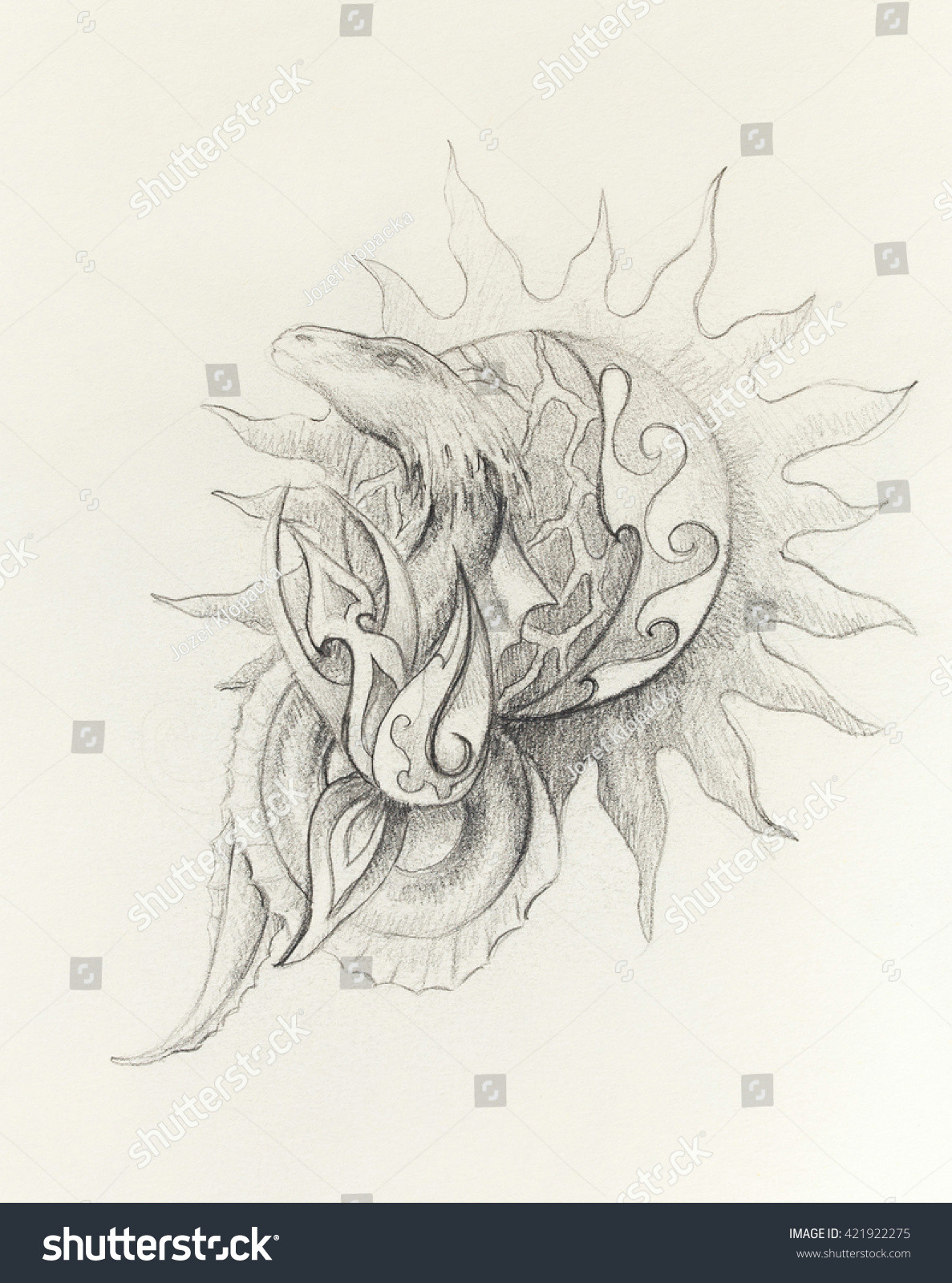 Oldest Drawings Of Dragons Drawing ornamental Dragon Sun On Old Stock Illustration Royalty