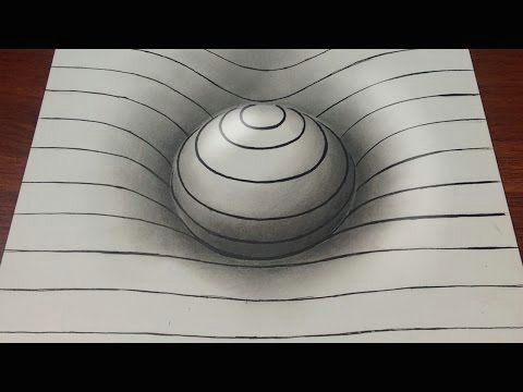Optical Illusions Drawings 3d Easy Drawing Easy 3d Sphere with Lines Youtube Op Art Pinterest