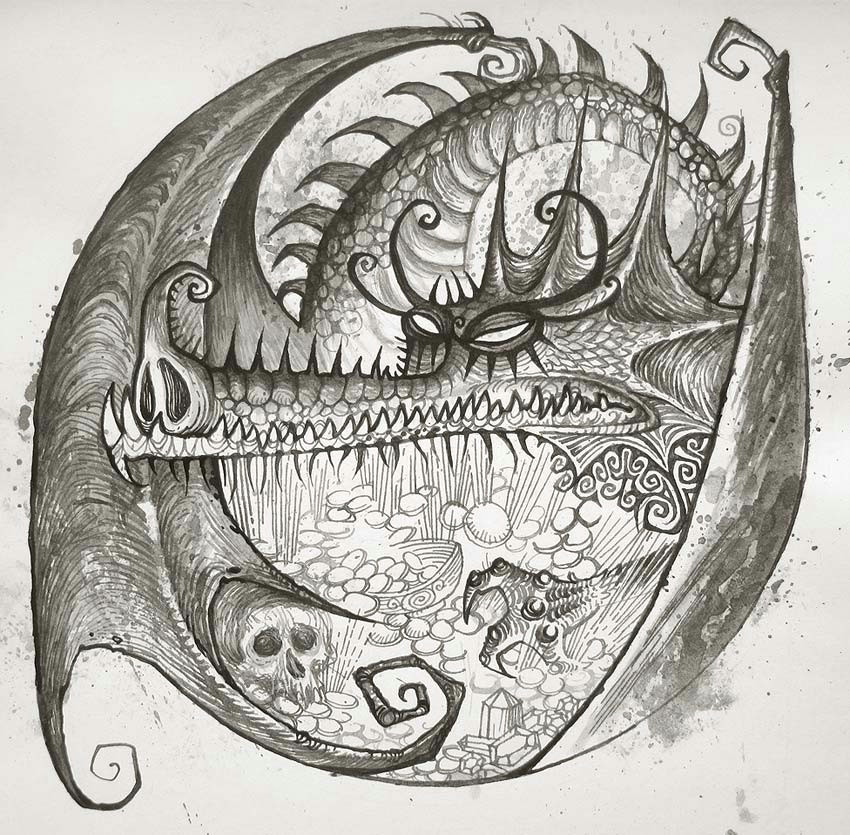 Pen and Ink Drawings Of Dragons Edge Art