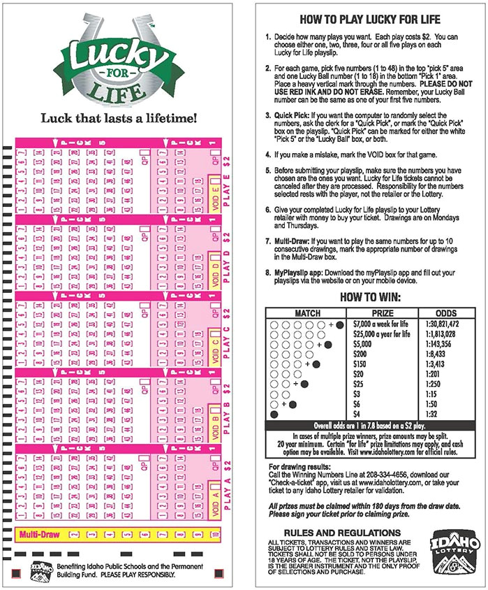 Pick 6 Drawing Time Lucky for Life Idaho Lottery