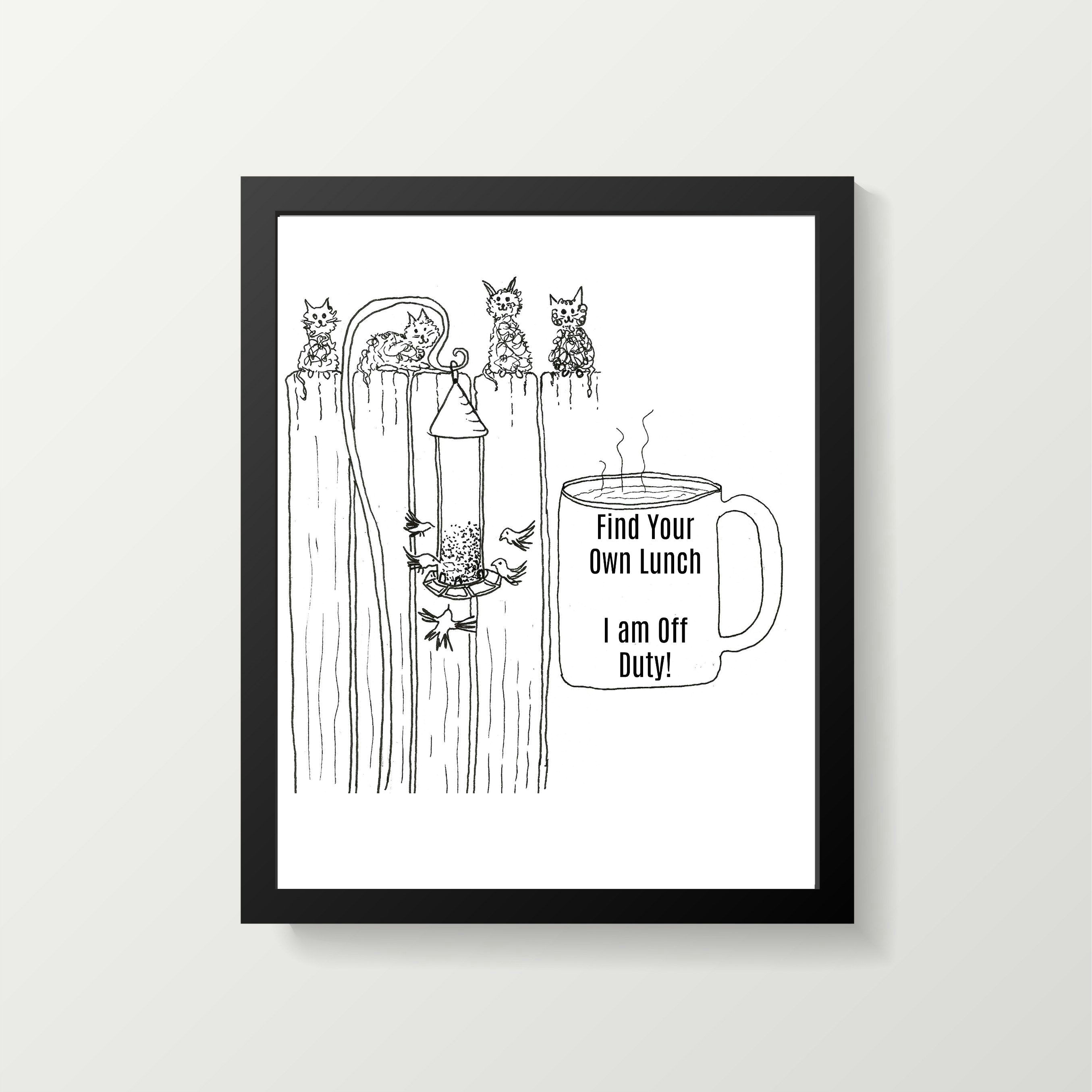 Printable Drawing Of A Cat Cat Printable Art Word Art Design Funny Wall Art Kitchen Quotes