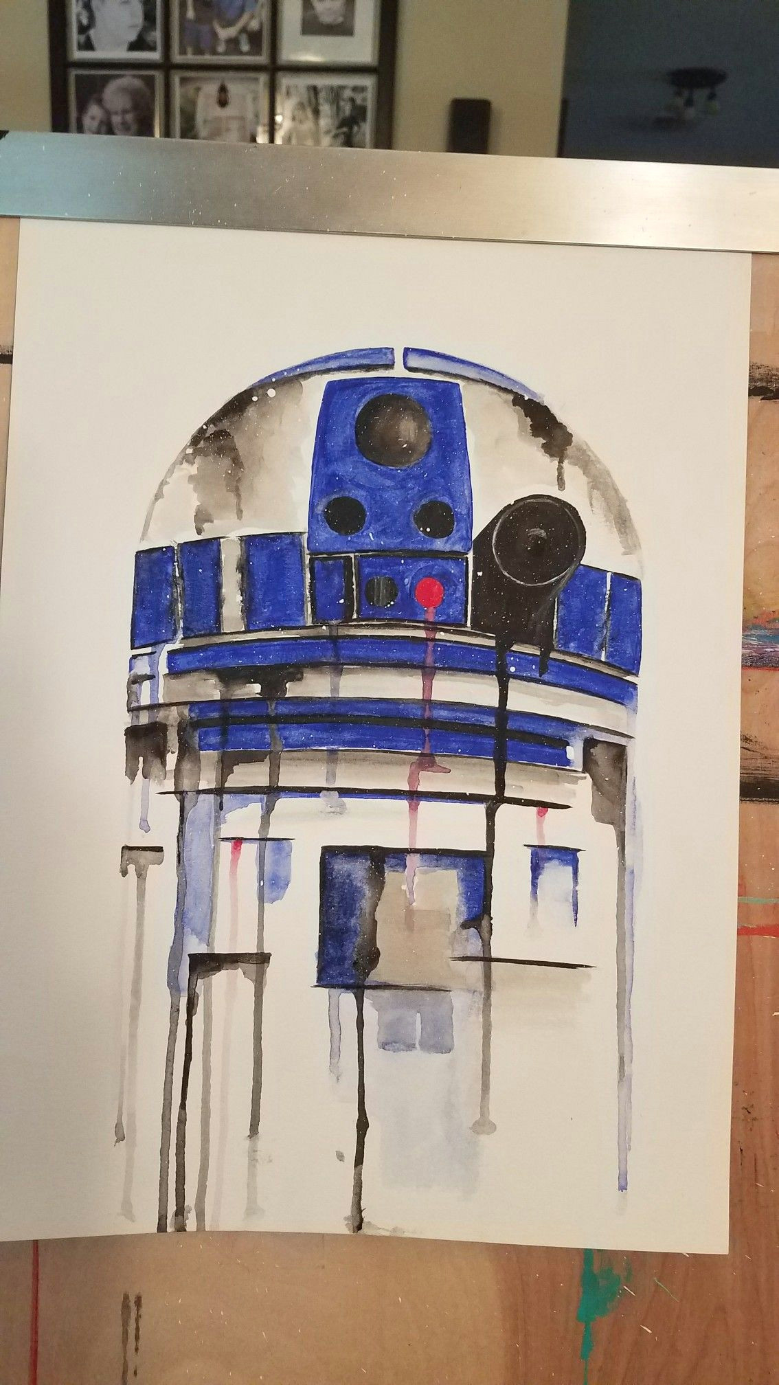 R2d2 Drawing Cute Star Wars R2d2 Robot Watercolor Painting Paintings I Ve Done