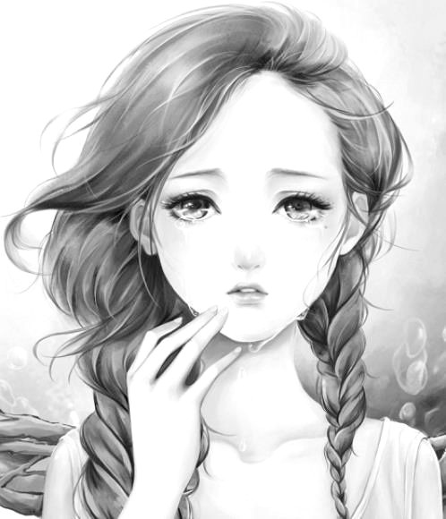 Realistic Drawing Of A Girl Crying Anime Art Beautiful Black and White Cry Draw Girl Sad Tears