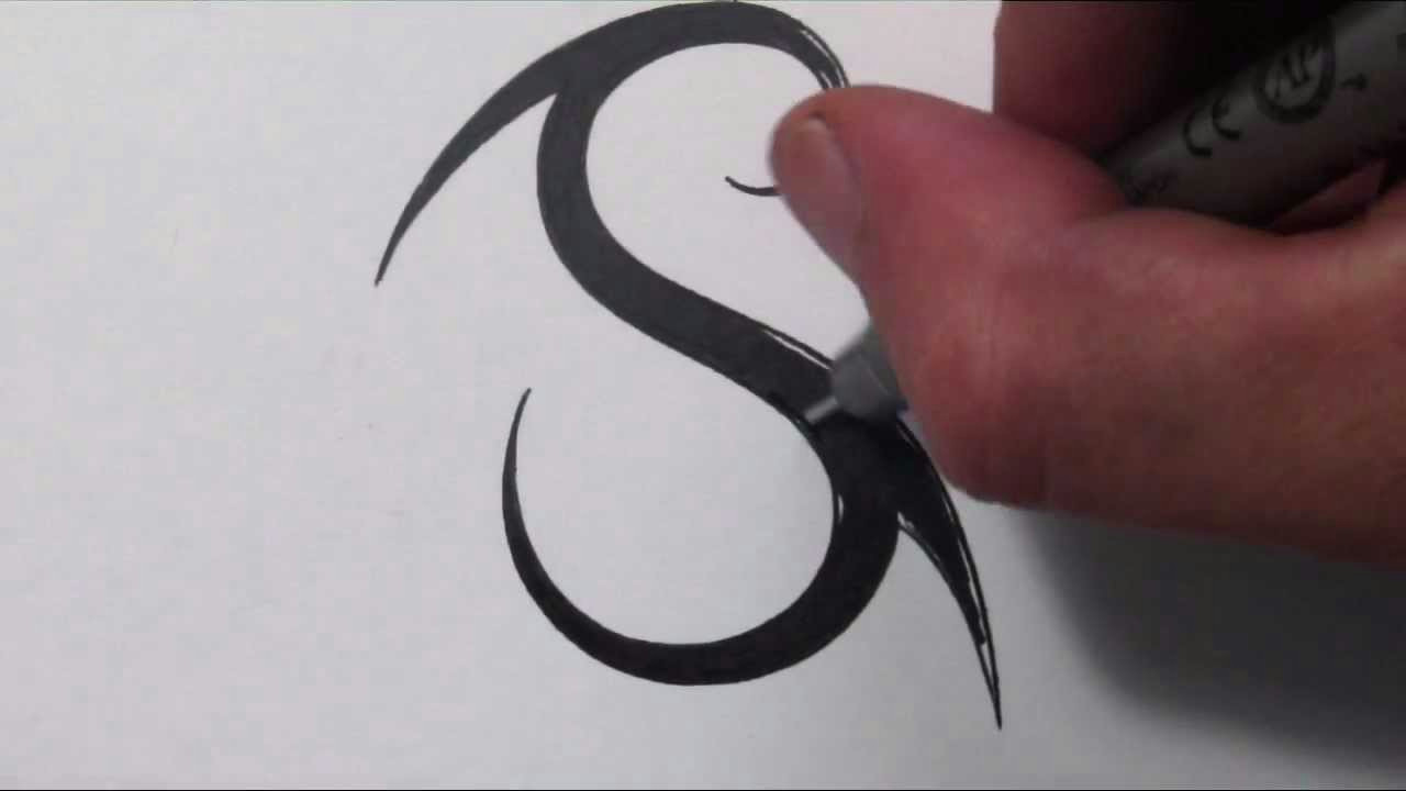 S Drawing Image How to Draw A Simple Tribal Letter S Youtube