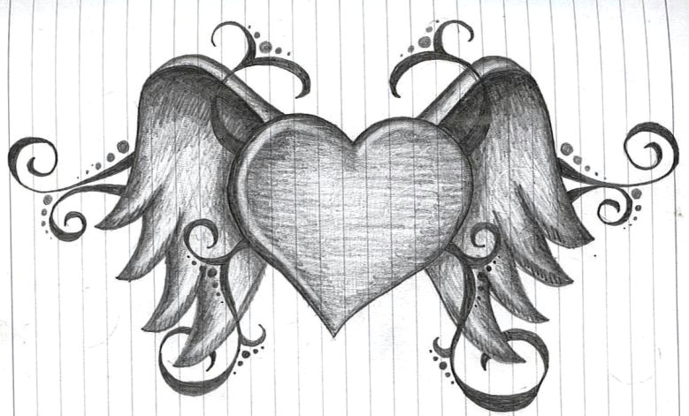 Simple Line Drawing Of A Heart Heart with Wings by Amanda11404 Deviantart Com On Deviantart