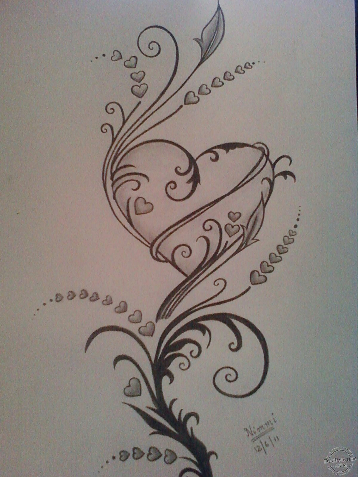 Simple Line Drawing Of A Heart Pencil Sketches Hearts Love Pictures Of Drawing Sketch Tattoos