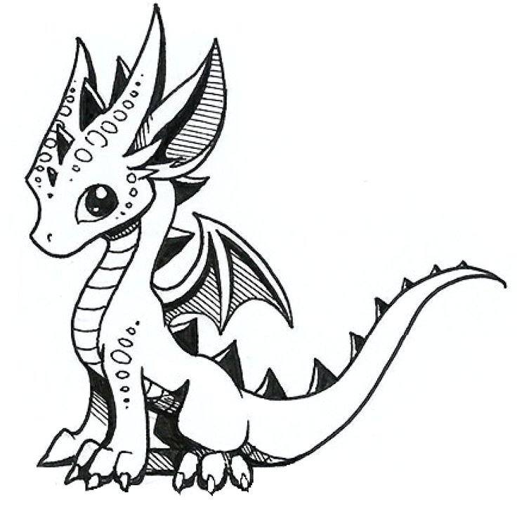 Simple Line Drawings Of Dragons Cute Little Dragon Drawing Dragon Dragon Art Drawings