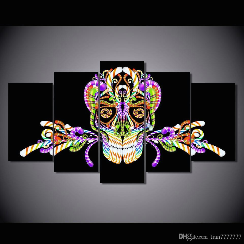 Skull Drawing Canvas 2019 Colorful Digital Skull Printed Painting No Frame Home Decor