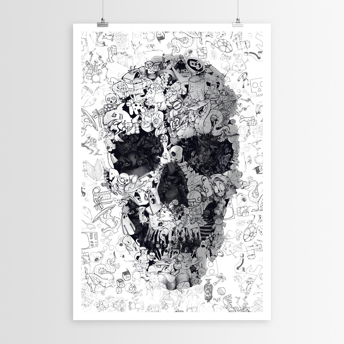 Skull Drawing Canvas Ali Gulec S Doodle Skull Poster Art Skulls Skull Art Doodles