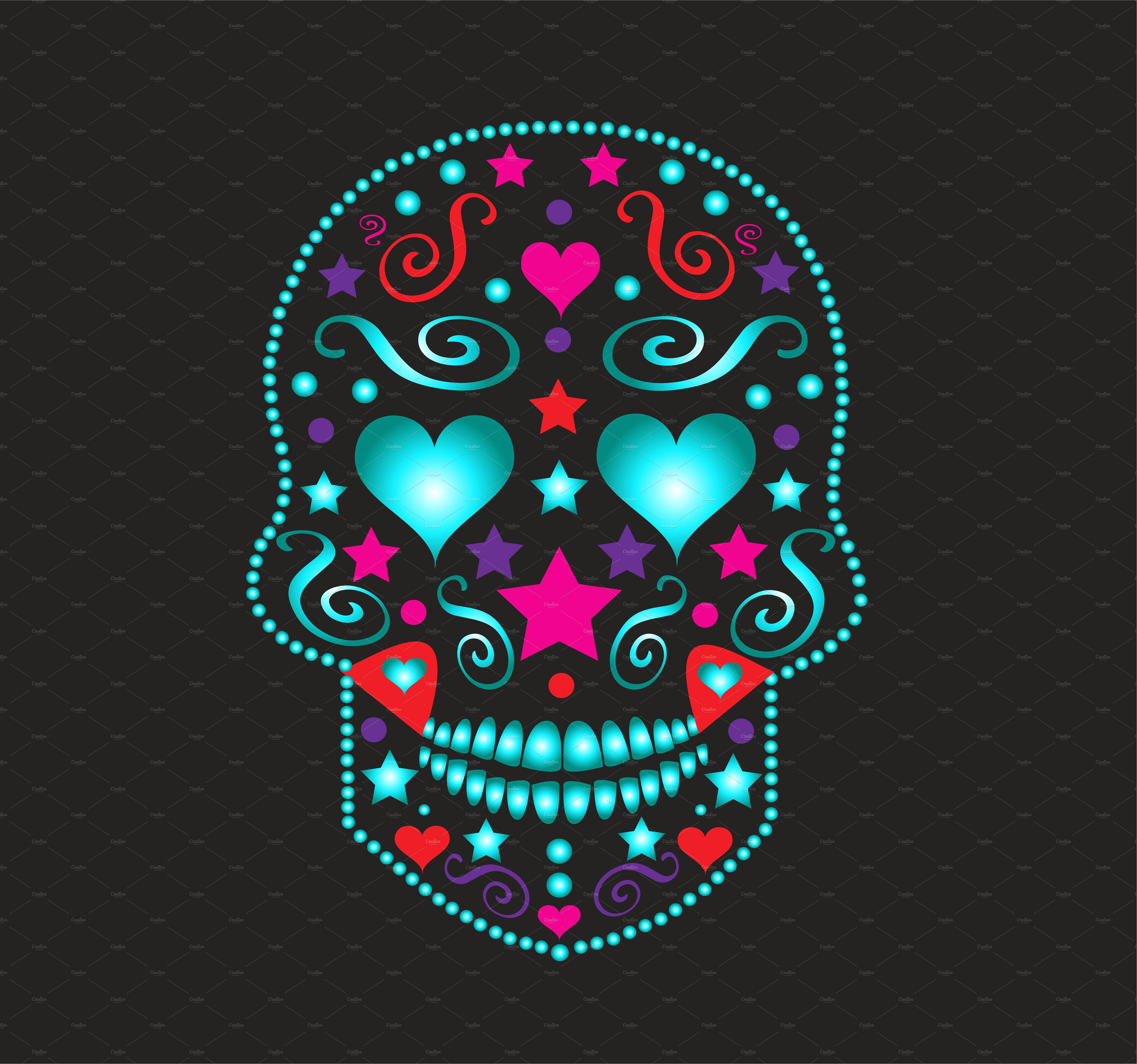 Skull Drawing Color Skull with Heart Eyes Neon Color by Teagraphicdesign On