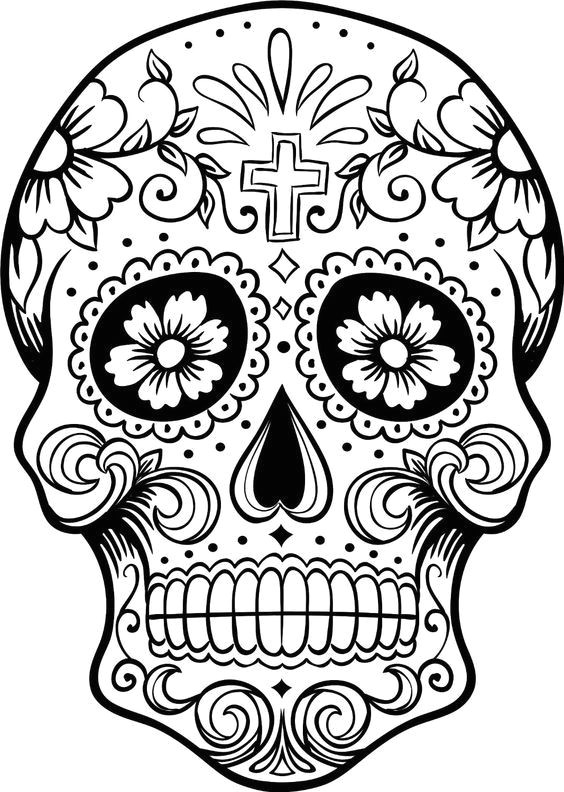 Skull Drawing Colour Ca Digo C 028 Coloring Skull Coloring Pages Sugar Skull Skull