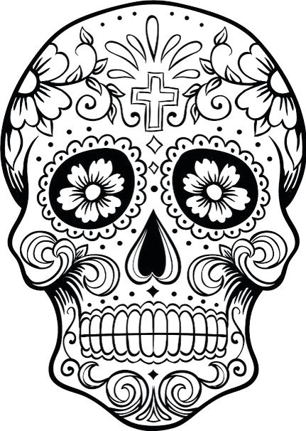 Skull Drawing Colour Dia De Los Muertos Colouring Pages Holiday Madness Pinterest