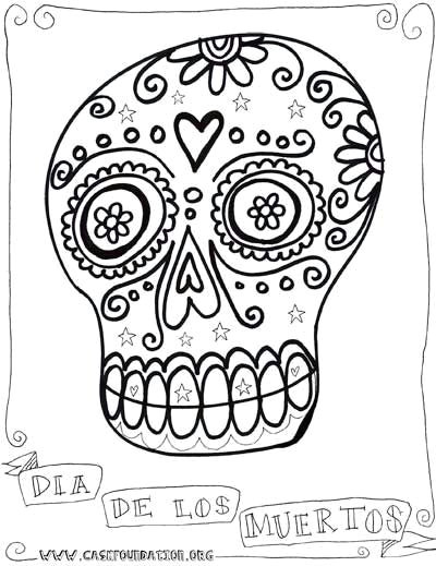 Skull Drawing Colour Dia De Los Muertos Sugar Skull Coloring Pages for Kids Classroom