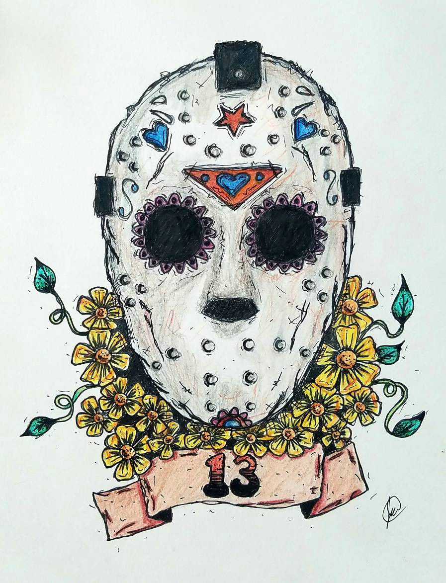 Skull Drawing Fanart 11×14 Art Print Jason Voorhees Friday the 13th Ink Etsy