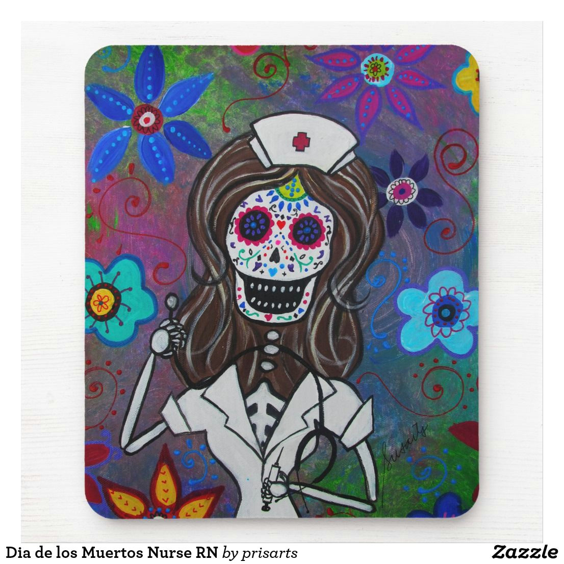 Skull Drawing for Sale Dia De Los Muertos Nurse Rn Mouse Pad In 2018 Mexican Folk Art