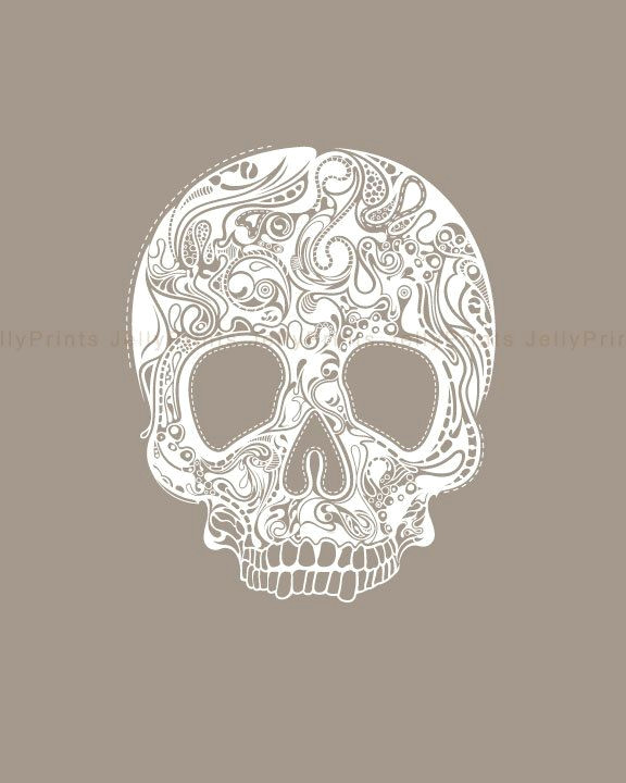Skull Drawing for Wall Printable Abstract Head Skull 8 X 10 Print Jp 0031