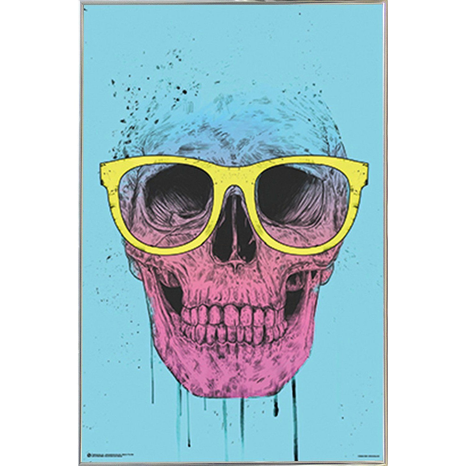 Skull Drawing for Wall Usa Pop Art Skull with Glasses 24 Inch X 36 Inch Poster with tone