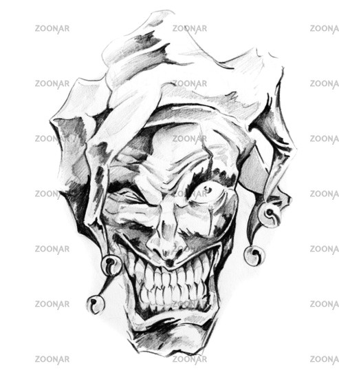 Skull Drawing Joker Foto Sketch Of Tattoo Art Clown Joker Bild 2066026